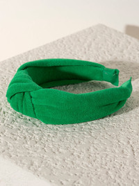 Green Knotted Terry Headband