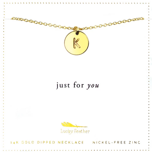 Letter Disc Necklace - Gold - K