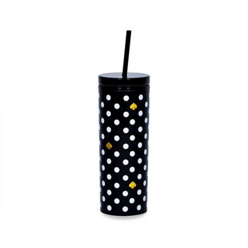 Black White Dots Acrylic Tumbler With Straw