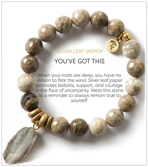 Silver Leaf Jasper Gemstone Bracelet, 10mm