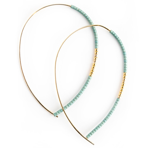 Norah Earrings, Matte Turquoise Gold