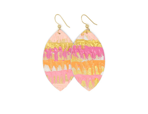 Sunset Waves Leather Earrings- Large