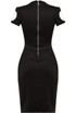 Black & Cream Front Front Plunging V Neckline Stretch Fit Dress