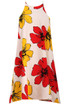 Red & Yellow Floral Print High Neck Tunic Dress