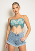 Blue Contrast Blush Eyelash Lace Bralet