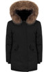 Black Fur Collar Parka Coat