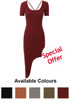 Asymmetric Short Sleeve Bodycon Dress - 5 Colours