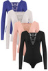 Lace Up Long Sleeve Bodysuit - 4 Colours