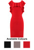 Frill Trim Tight Stretch Fit Dress - 3 Colours