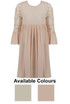 Pleated Floral Net Bell Sleeve Flared Dress - 2 Colours