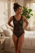 Black Sheer Lace Sleeveless Bodysuit