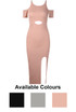 Cold Shoulder Side Split Midi Dress - 3 Colours