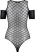 Black Lattice Mesh Cold Shoulder Bodysuit