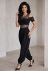 Black Lattice Mesh Cold Shoulder Bodysuit