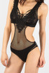 Lace Plunge Neck Fish Net Bodysuit - 3 Colours