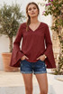 Bell Sleeves V Neck Tops - 6 Colours