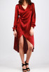 Open Sleeve Satin Wrap Front Midi Dress - 6 Colours