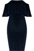 Velvet Textured Bardot Frill Bodycon Dress - 5 Colours
