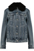 Denim Acid Wash Fur Collar Jacket