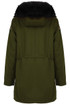 Khaki Fleece Lined Bird Embellished Parka - 3 Colours