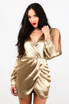 Satin Long Sleeve Wrap Dress - 3 Colours