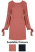 Knotted Sleeve Back Zip Up Shift Dress - 2 Colours