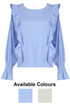 Back Button Up Frilled Crop Tops - 2 Colours