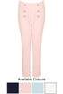 Gold Button Tailored Straight Trousers - 4 Colours