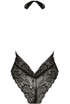 Black Lace Front Low Neck Bodysuit