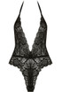 Black Lace Front Low Neck Bodysuit