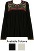 Contrast Embroidery Pleated Tops - 2 Colours