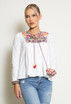 Embroidery Front Tie Up Tops - 3 Colours