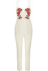 Flower Embroidery Back Zip Up Jumpsuit - 2 Colours