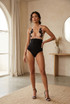 Embroidery Netted Halter Neck Bodysuit - 3 Colours