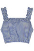 Blue Striped Elasticated Frilled Crop Tops