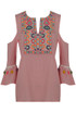 Floral Embroidery Cold Shoulder Tops - 3 Colours