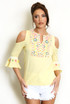Floral Embroidery Cold Shoulder Tops - 3 Colours