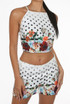 Polka Dot Floral Crop Top & Shorts Set 