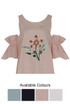 Contrast Floral Embroidered Crop Tops - 4 Colours