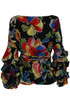 Abstract Floral Printed Front Knot Blouse