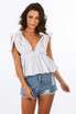 Contrast Striped Tie Up Shoulder Tops - 3 Colours