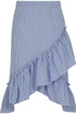 Blue Gingham Ruffle Crossover Skirt