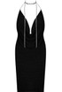 Diamante Trimming Lurex Halter Neck Dress -  4 Colours