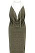 Diamante Trimming Lurex Halter Neck Dress -  4 Colours
