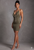 Diamante Trimming Lurex Halter Neck Dress -  4 Colours