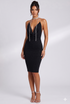 Diamante Trimming Lurex Halter Neck Dress -  4 Colours