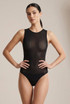 Black Mesh Sleeveless Bodysuit