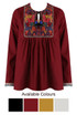 Embroidery Front Tie Up Tops - 4 Colours