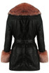 Fur Trim Tie Up PU Coat - 4 Colours