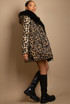 Leopard Parka Coat with Fur Hood Lining
